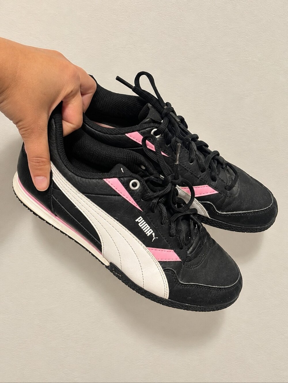 PUMA Bella Donna L Black Pink White Sneakers - Size 7